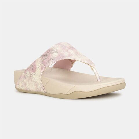 Bata sunshine pink printed thong slippers for women
